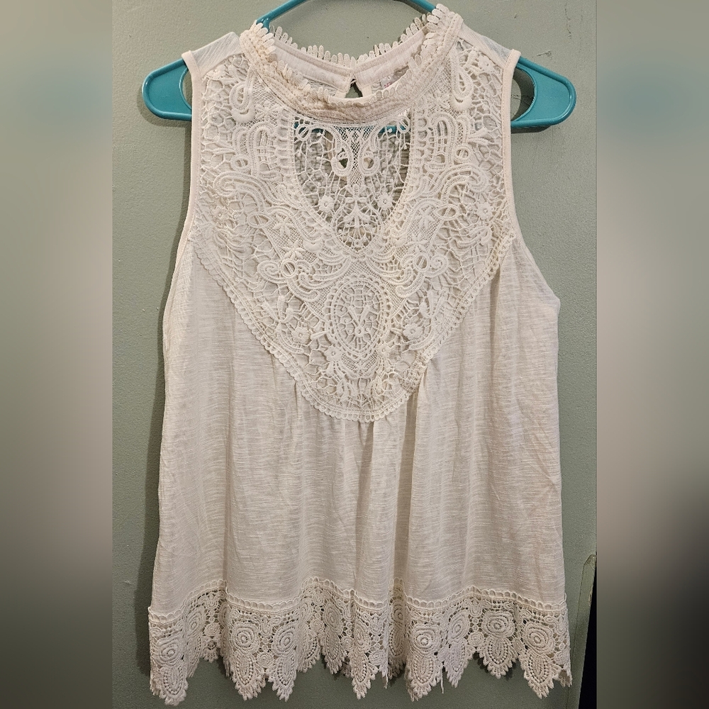 No Boundaries Cream Lace Detail Women's Blouse